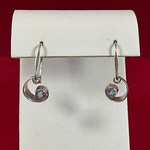 Ed Levin Sterling Silver Nautilus Earrings with Blue Topaz